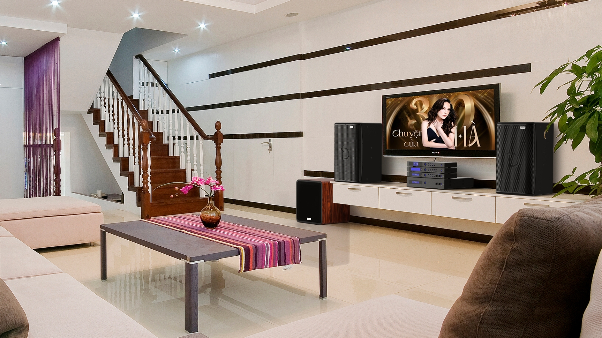 Phòng 25 - 35m2 ngoài loa Full cần phối ghép thêm loa sub