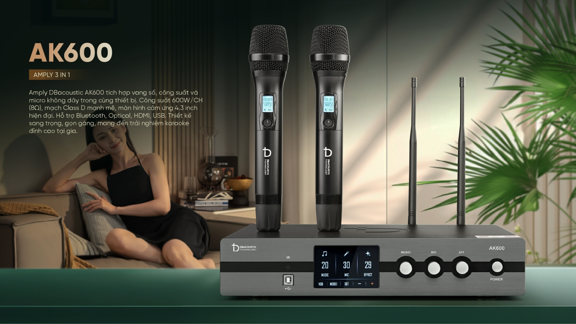 Dàn karaoke gia đình 20 triệu sử dụng amply all-in-one AK600