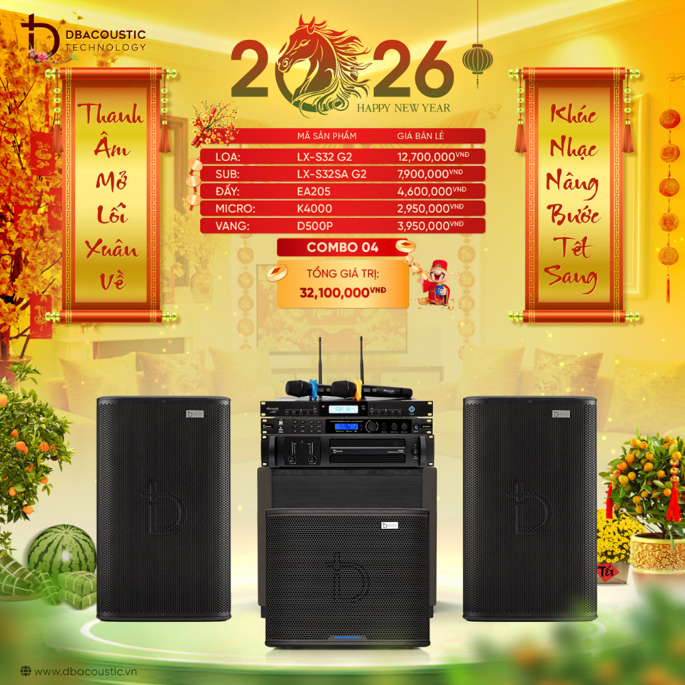 Combo 4: Trang bị loa full LX-S32 G2 kết hợp sub LX-S32SA G2 cho chất âm cân bằng, chắc dải trầm và sáng dải trung cao