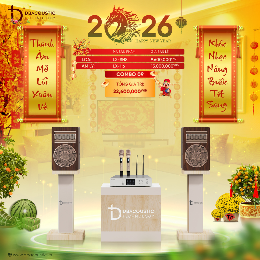 Combo 9: Chỉ với cặp loa LX-SH8 và amply LX-H6, bạn vẫn có thể hát hò cùng người thân, bạn bè dịp Tết này