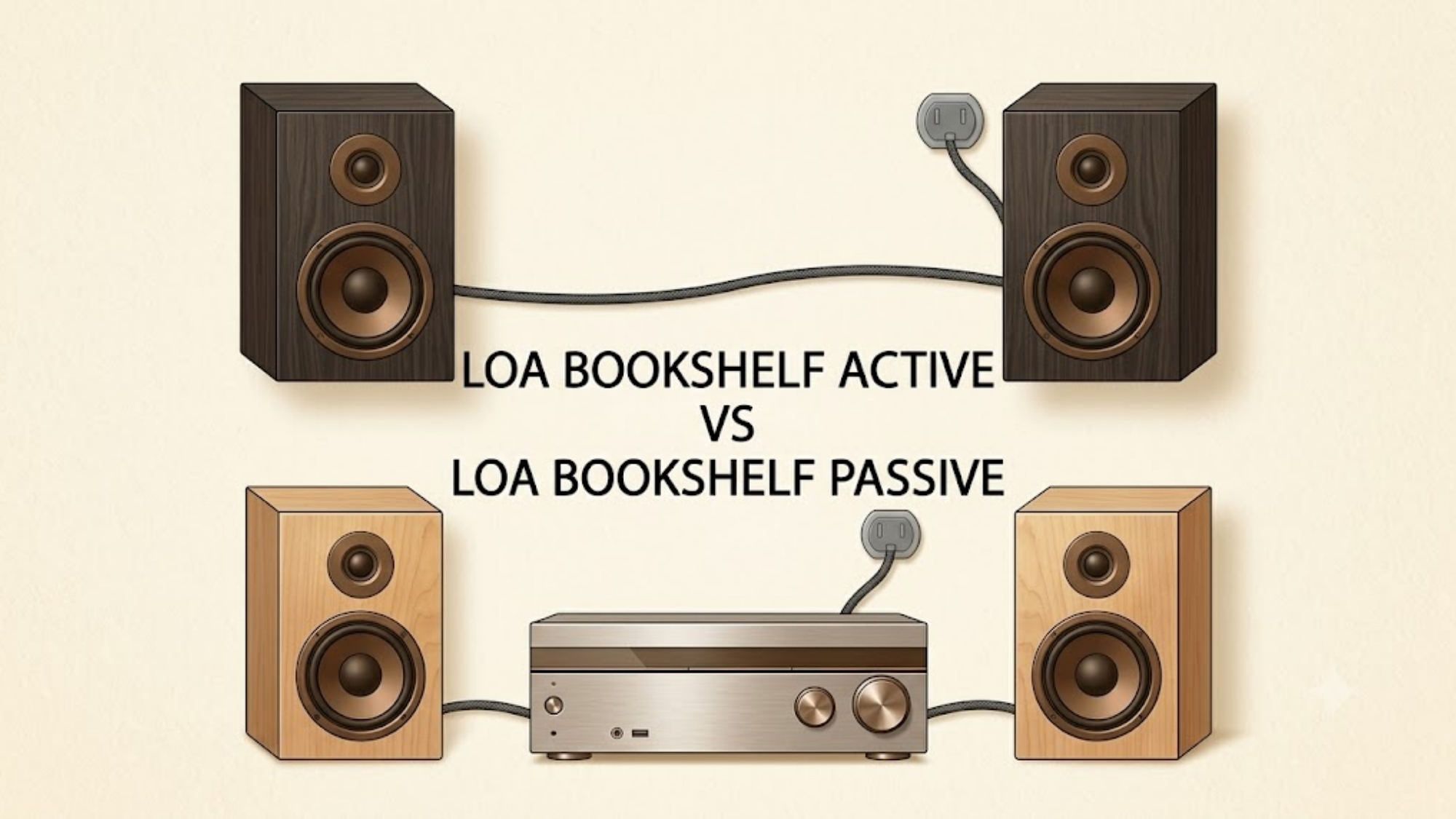 Loa bookshelf active và passive có sự khác biệt rõ ràng