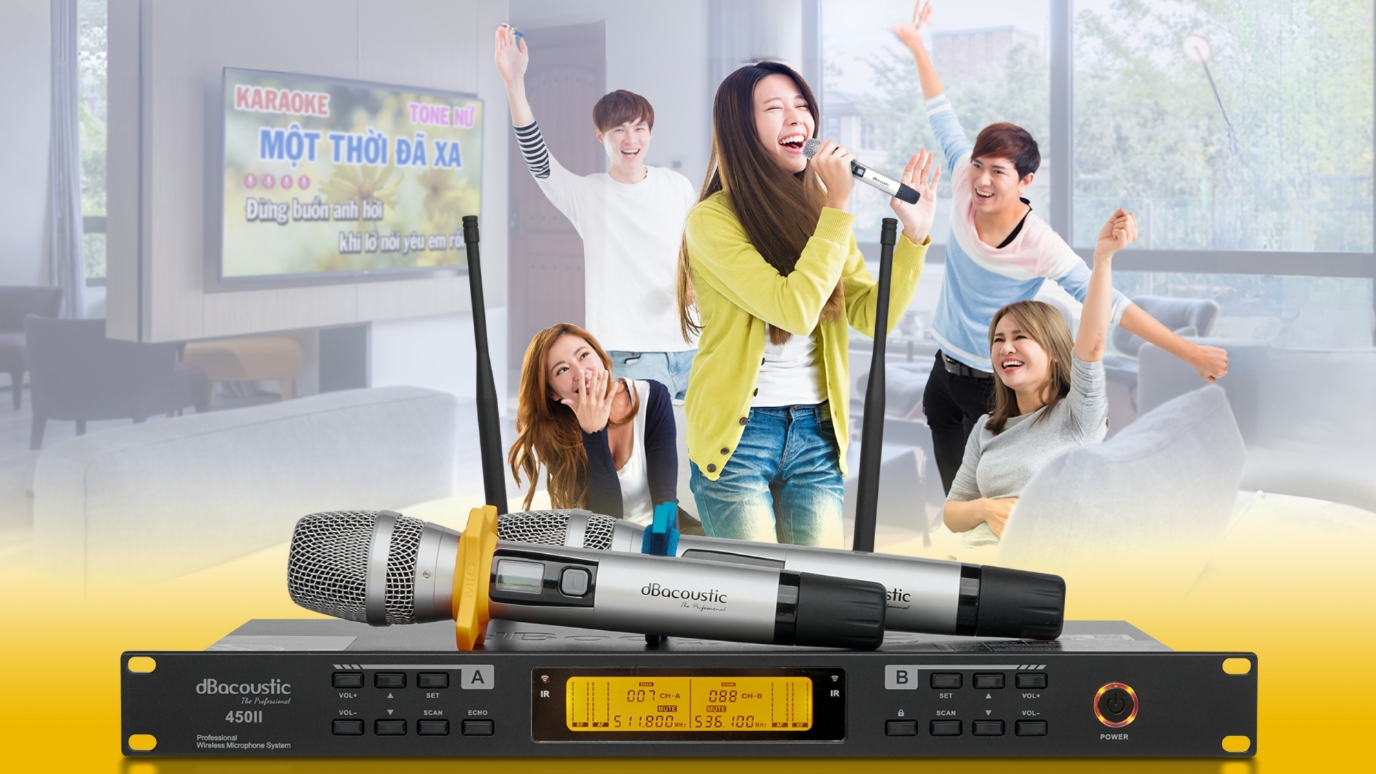 Micro không dây hát karaoke hay DB450II giá mềm nhưng âm thanh chất lượng